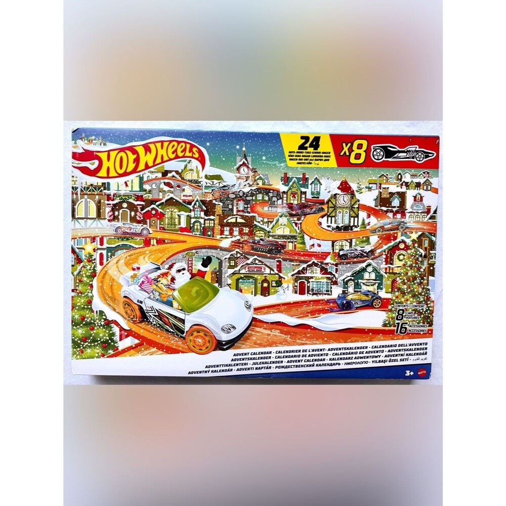 Hot Wheels Advent Calendar 24 Days 8 Cars 16 Accessories Christmas NEW